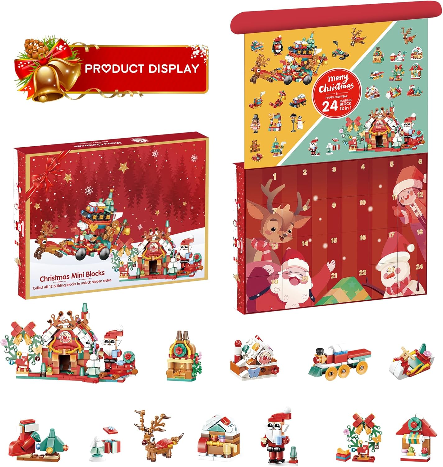 Christmas Advent Calendar 2024 for Kids, 24 Days Countdown Calendar, Advent Calendar Toy for Kids 3 Years and Up with