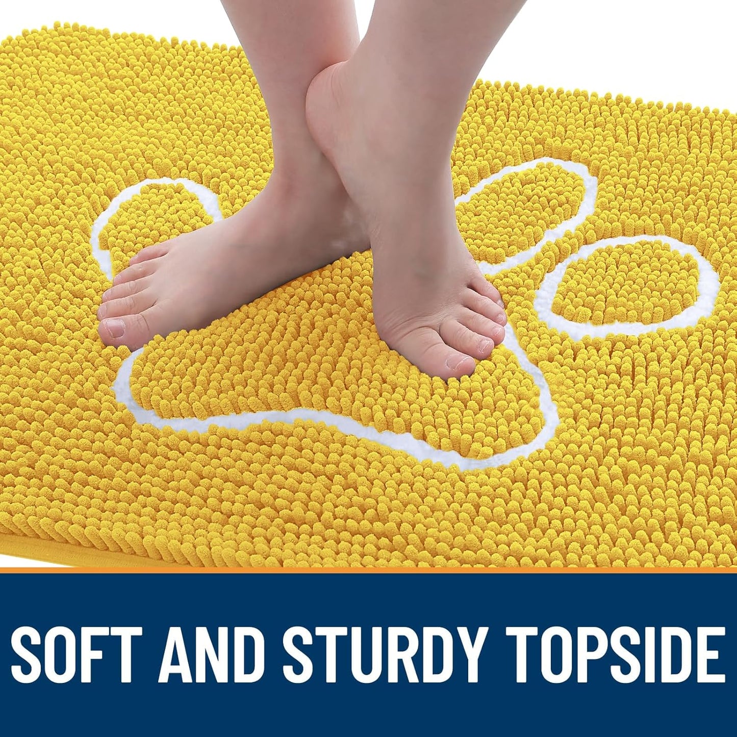 OLANLY Dog Door Mat - Absorbent Non-Slip Mud Mat for Muddy Paws | 48x30, Paw Print Design, Quick Dry Yellow