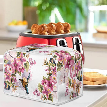 Hummingbird Flower Toaster Cover for 2 Slice, Anti-Dust Small Appliance Cover, Washable Kitchen Broiler Cover