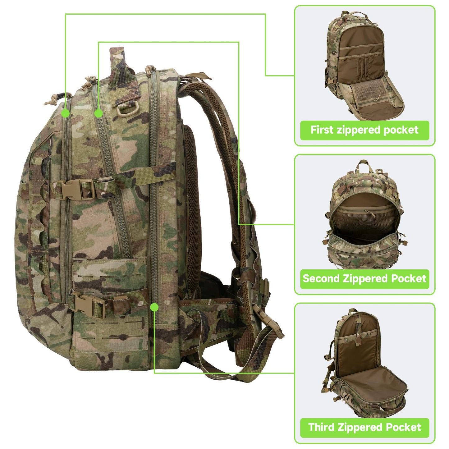 EXCELLENT ELITE SPANKER 40L Tactical Military Backpack for Men and Women Large Rucksack Assault Pack Bag for Outdoor Camping, Hiking(Multicam)