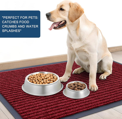 OLANLY Waterproof Heavy Duty Front Door Mat - Fade Resistant, Easy Clean, Low Profile | 29.5x17, Wine Red