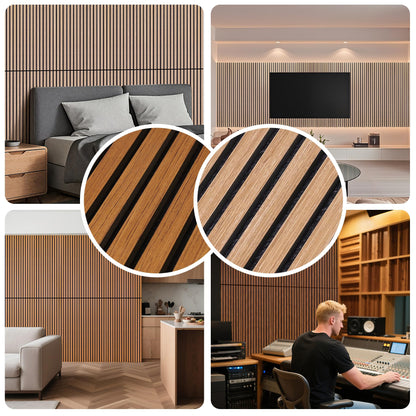 4-Piece Wood Slat Panels for Wall,47.2" x 23.6" Wood Panels Acoustic Panel Soundproof Wooden Paneling for Interior Wall Decor(Teak)
