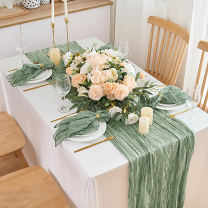 Xiomot 12 Pack Cheesecloth Napkins 20"x20" Sage Green Boho Gauze Cheese Cloth Napkins Bulk Rustic Dinner Table Decor for Wedding Bridal Baby Shower Party