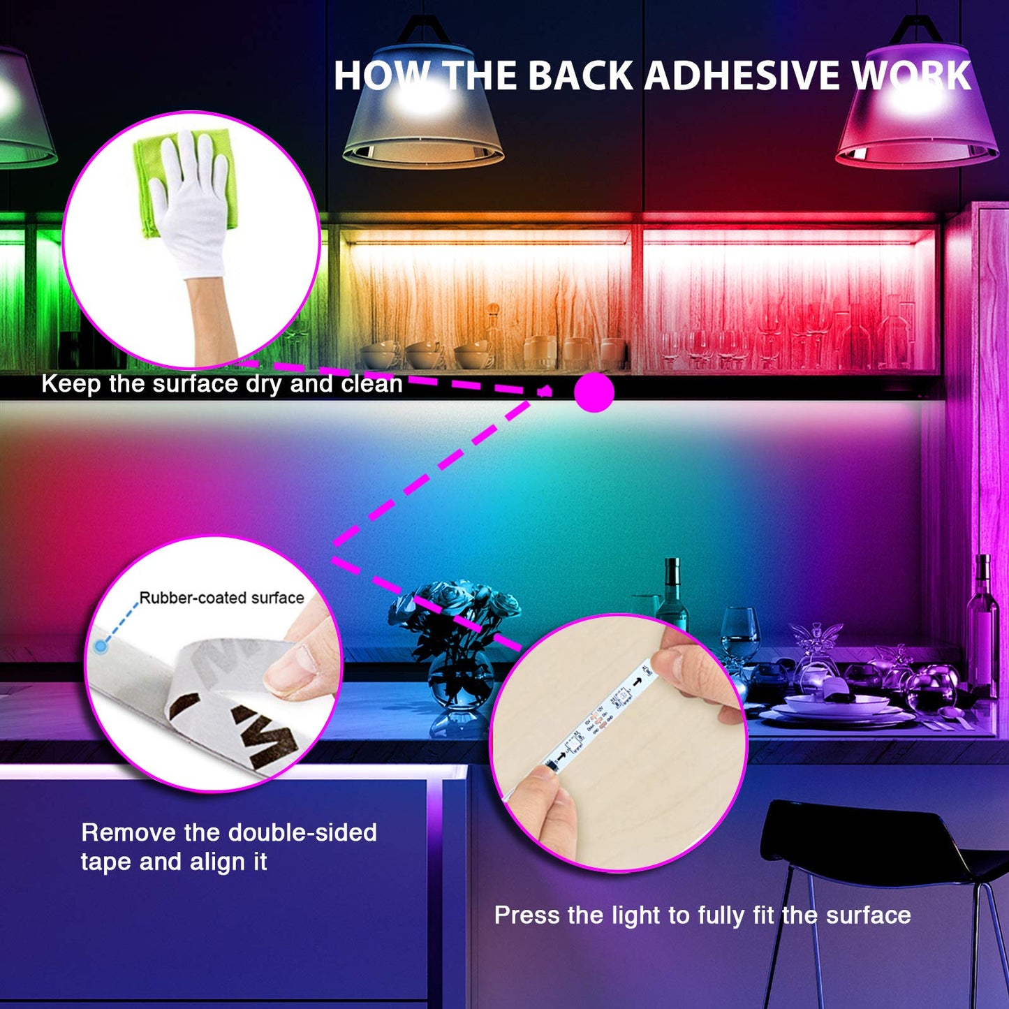 dalattin Smart WiFi Led Lights 130ft, Work with Alexa Google Assistant, APP Voice Remote Control Led Strip Lights RGB Color Changing Music Sync Led Lights for Bedroom Valentine (2 Rolls of 65.6ft)