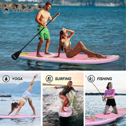 YUSING 11' Inflatable Stand Up Paddle Board, SUP Paddle Board, Portable Standing Board for Youth & Adult (Pink)