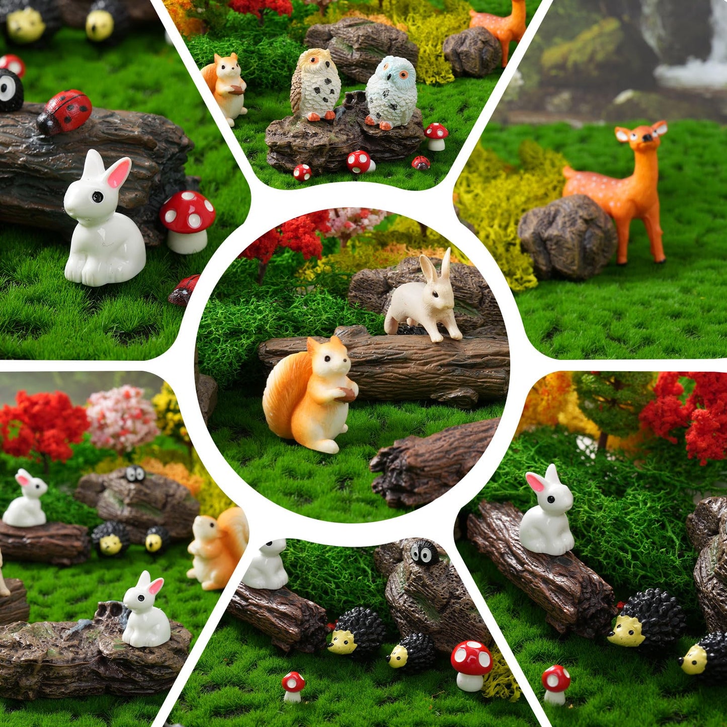 FCKLVMC 43 Pcs Mini Fairy Garden Accessories Outdoor Kit, Fairy House Accessories Including Resin Animals, Miniature Figurines Micro Landscape Ornaments, Fairy Garden Starter Kit for DIY Dollhouse