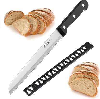 HIA Stainless Steel 8 Inch Serrated Bread Knife, Perfect for Homemade Bread and Cake, Knife Cover Included