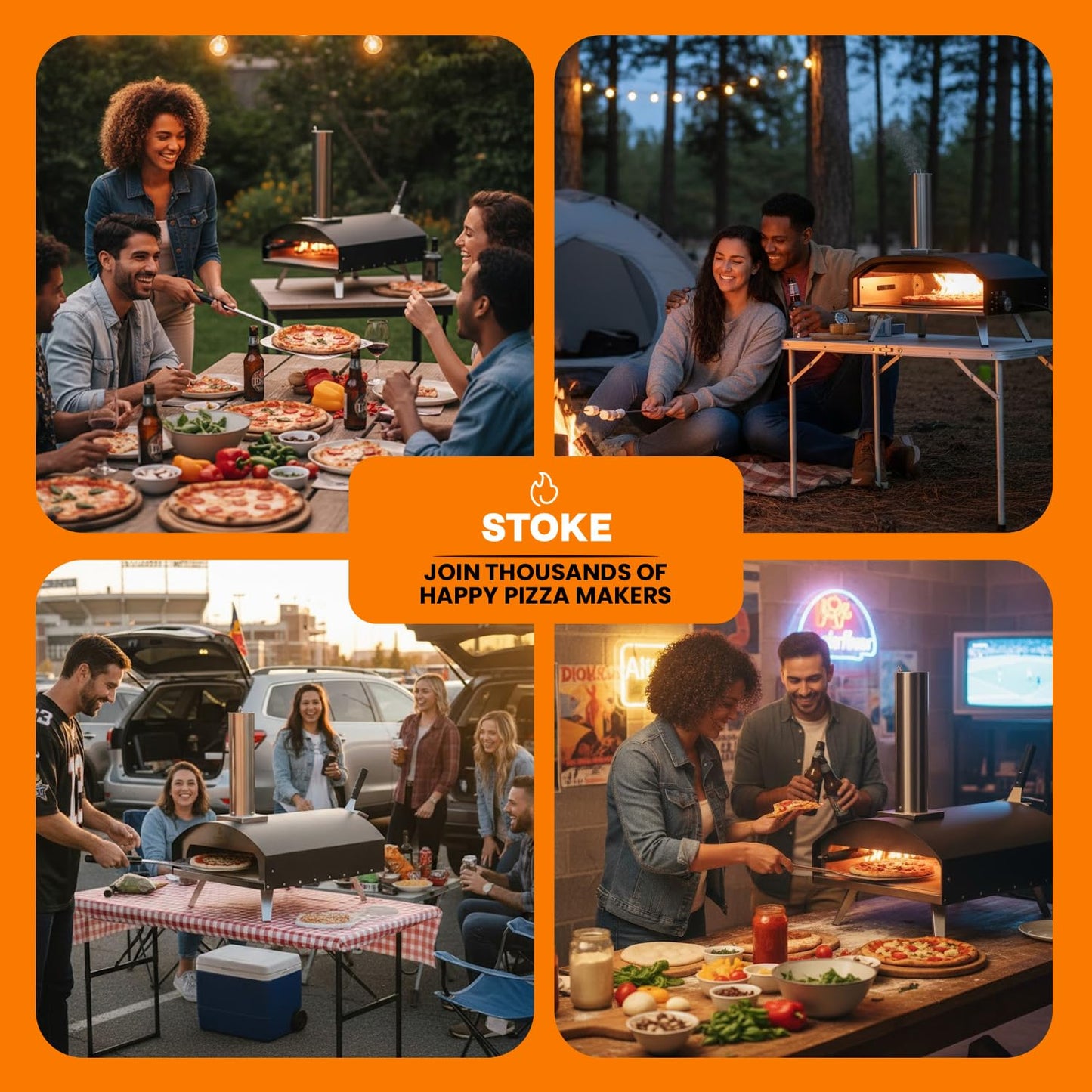 Stoke 16 Inch Outdoor Pizza Oven – Portable Outdoor Pizza Maker for Backyard, Camping, or Tailgating – Stainless Steel Multi-Fuel Oven with Pizza Stone & Accessories