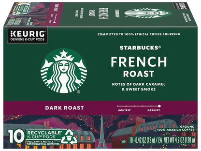 Starbucks Coffee K-Cup Pods - French Roast Dark Roast | 100% Arabica Coffee, 30 Pods Total