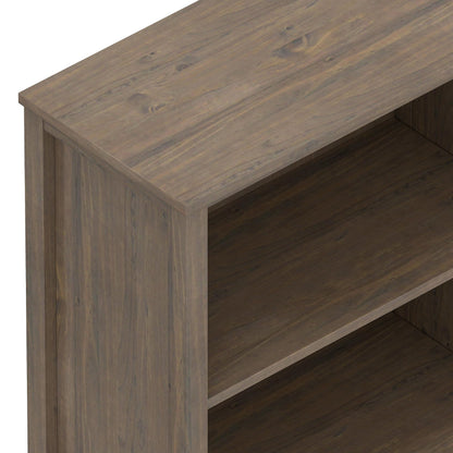 SIMPLIHOME Ela Bookcase - 72 inch Tall 5-Shelf Solid Wood Bookshelf in Smoky Brown, Transitional Storage for Living Room, Study Room or Office with Open Design and Sleek Panel Detailing