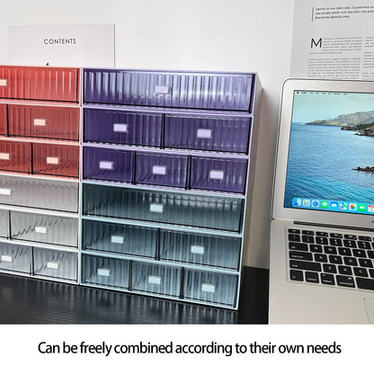 JIAFUJIN Desk Drawer Organizer, Stackable Office Supplies Storage Drawer, Plastic Desk Organizer For Stationery (Blue, 1 Compartment)