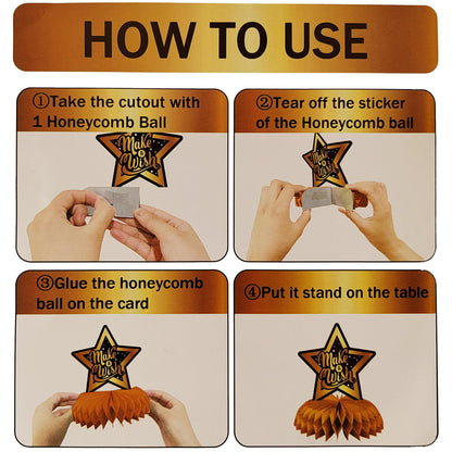 TiAaihion 9pcs Fall Table Decorations, Thanksgiving Honeycomb Centerpieces, Autumn Party Supplies, Pumpkin Sunflower Maple Leaf Decorations for Home Office Fall Party Decor