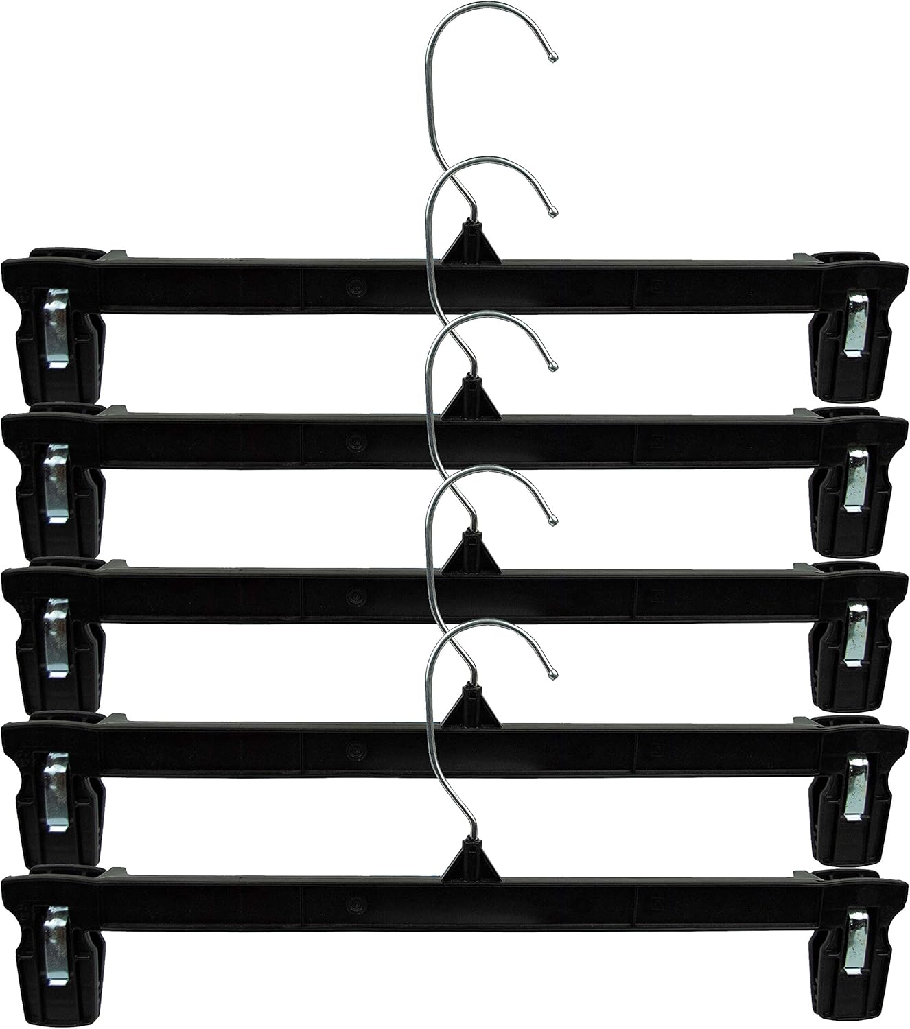 HangOn Pants Hangers, 14 Inch Recycled Plastic with Ridged Clips, Pack of 10 in Black