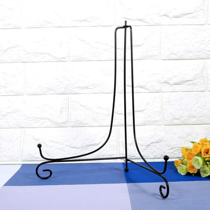 1 PCs Black Plate Stand for Display, Iron Easel Classic Holder for Bowl, Photo Frame, Book Artwork