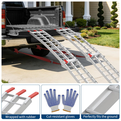 Heavy Duty 1500LB Capacity Aluminum Motorcycle Loading Ramp Set – 7.5FT Folding Design,Load Straps for Pickup Trucks, Motorcycles, Lawnmowers, Dirt Bikes(2-Pack)