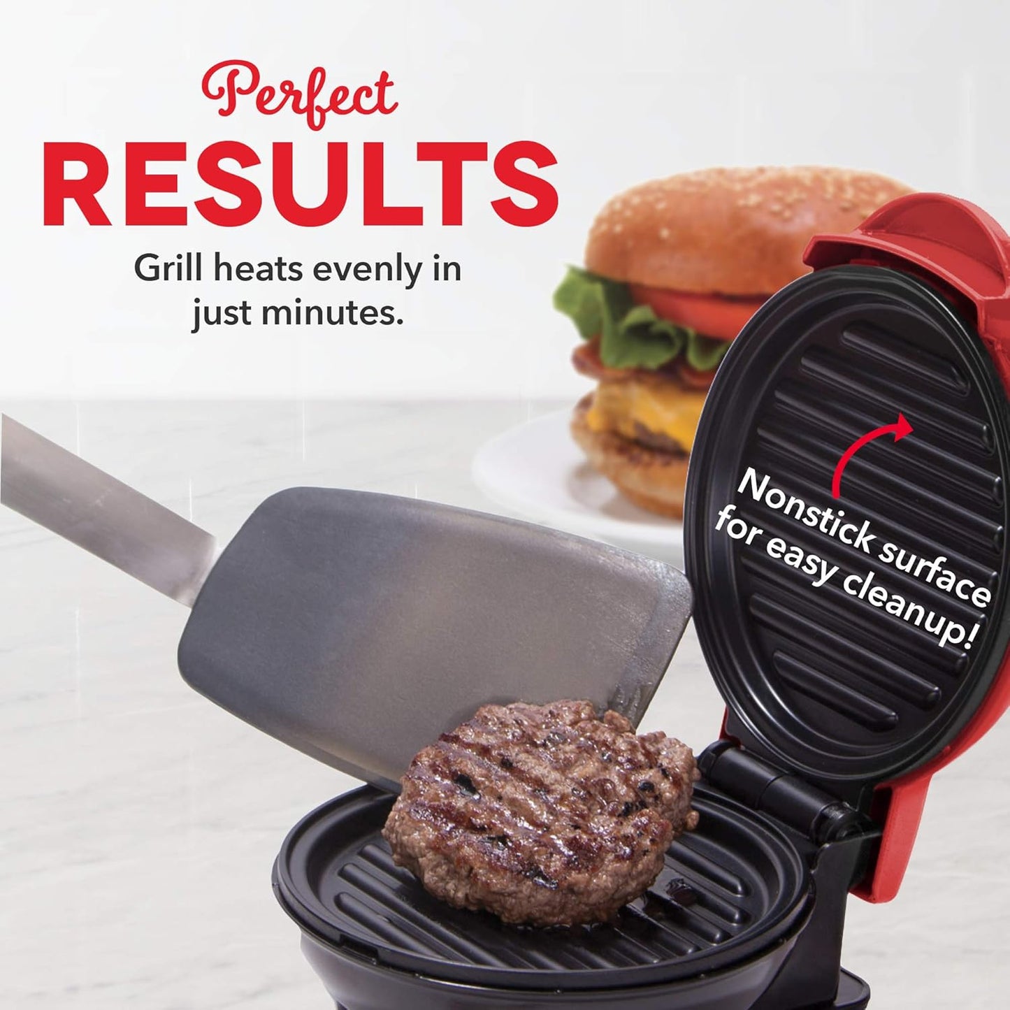 DASH Mini Maker Portable Grill Machine + Panini Press for Gourmet Burgers, Sandwiches, and Snacks - Red