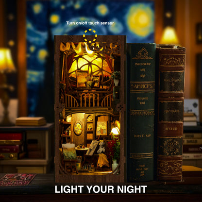 Ditila Mini Museum Kit - DIY Book Nook Kit for Adults with LED Lights - Starry Night Theme Wooden 3D Puzzle - Book Nooks for Adults and Home Decor - Girls Night Crafts for Women
