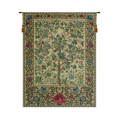 C Charlotte Home Furnishings Inc The Tree Of Life Beige Belgian Medium Tapestry Wall Hanging | Viscose Cotton and Polyester Blend Wall Art | 43 in. x 57 in. | Home Decor Accents | By William Morris