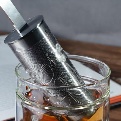 Tea Infuser Spoon For Loose Leaf Tea Stainless Steel Popsicle Tea Stick Tea Diffuser Long-Handle Tea Filter Easy to Carry Tea Strainer Pipe Tea Steeper Filter(Gold)