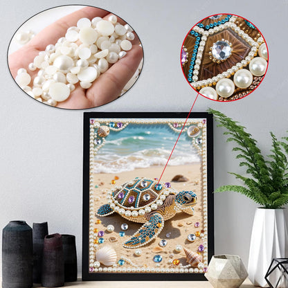 WSLWXSHM Pearl Diamond Painting Kits for Adults Sea Turtle, 5D Special Shape Diamond Art Kits for Beginners, Crystal Rhinestones Diamond Painting for Home Wall Decoration Gift 12×16inch Animal