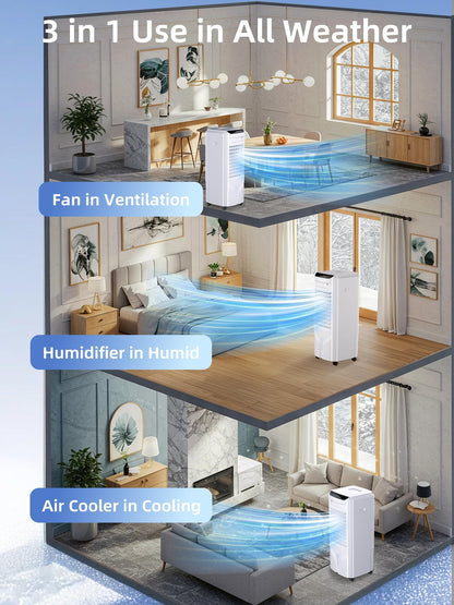 Uthfy Evaporative Air Cooler with 4 Modes, 3 Speed, 4.2 Gal Water Tank, 32" Swamp Cooler with 4 Ice Packs, 120° Oscillation, Remote, 12 H Timer, Portable Air Conditioner for Large Room, Office