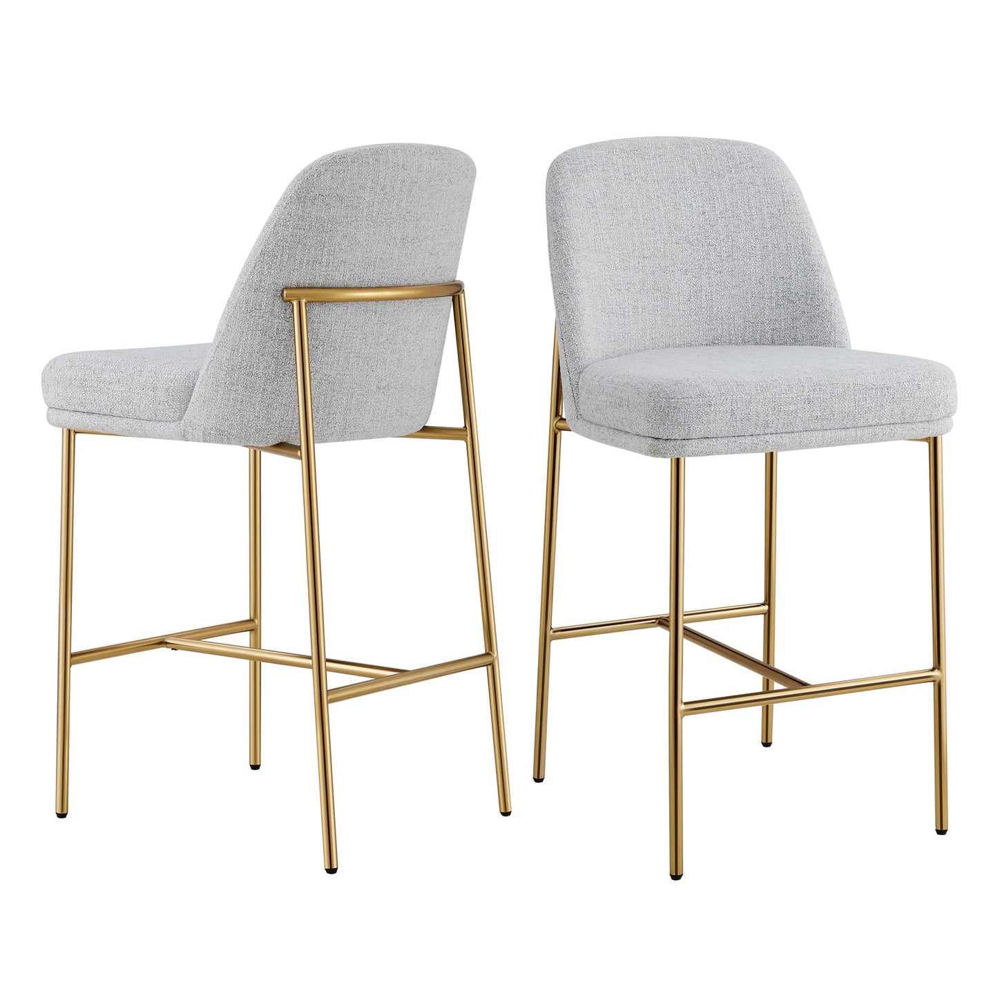 CHITA Counter Height Bar Stools Set of 2, FSC Certified Metal Barstools for Kitchen Island, 27" H Seat Height, Fabric, Light Grey (Multi-Colored)