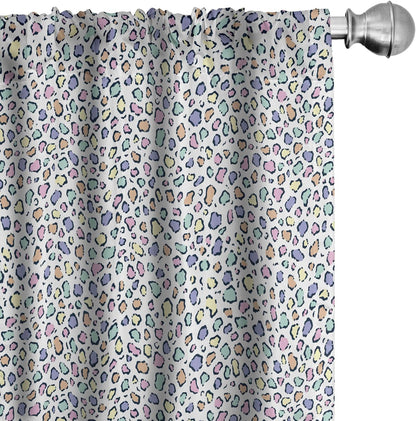 Ambesonne Leopard Print Curtains - Modernized Animal Skin Elements, 2 Panel Set for Living Room Bedroom, 28" x 63"