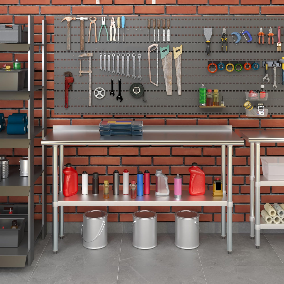 AmGood Stainless Steel Work Table with 1.5" Backsplash | Metal Kitchen Food Prep Table | NSF (60" Long x 18" Deep)