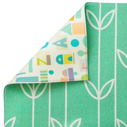 Baby Care Play Mat (Large, Sea Petals - Green) Original One-Piece Reversible Rollable Waterproof Play Mat for Infants, Babies, Toddler, and Kids