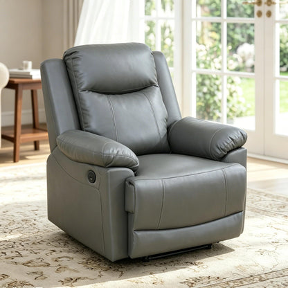 Trygoal Manual Recliner Chair, Nursery Rocking Chair, Lazy Boy Recliner Chair for Adults, Gaming Recliner wih Overstuffed Arms, Suitable for Home Theater, Living Room, Bedroom, Deep Gray