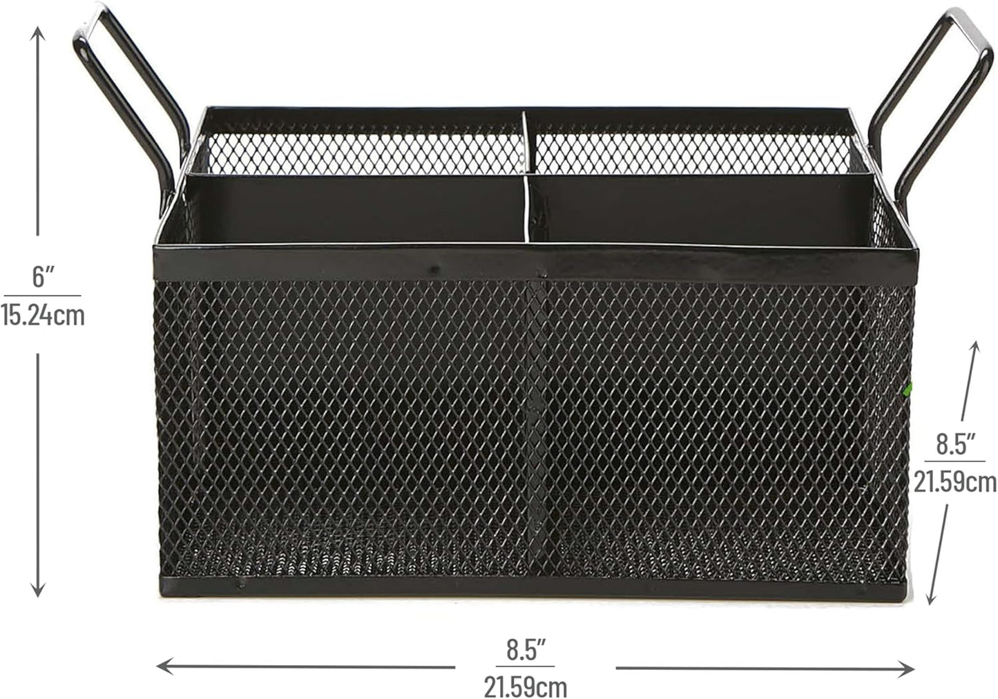 Mind Reader Utensil Accessory Caddy, Black Metal Mesh Organizer for Countertop, Office, Kitchen, 8.5" L x 8.5" W