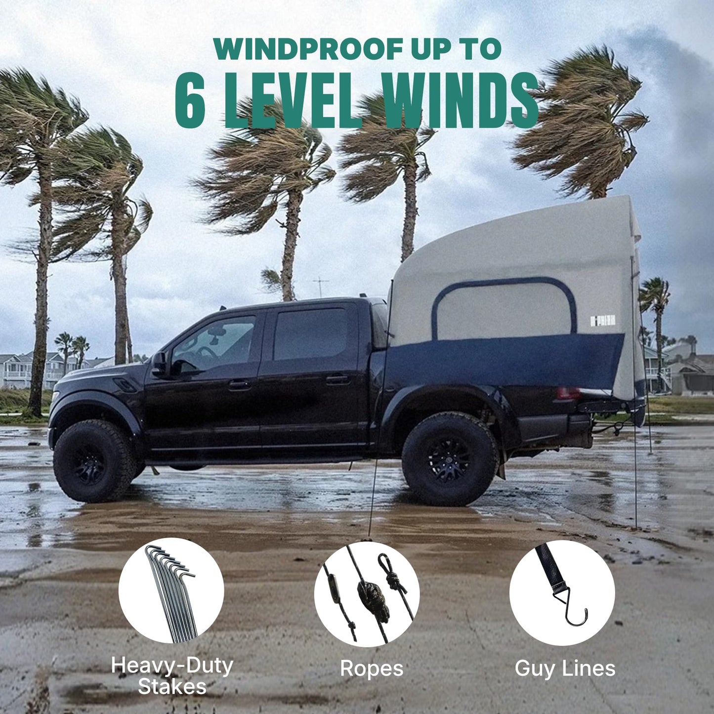 Niphean Truck Bed Tent for Camping 5.5ft-8ft for 2+1 People, 2 Mins Fast Setup Inflatable Pickup Truck Tent, PU 3000mm Waterproof & High-Strength Windproof, Spacious Interior for Multi-Landscape