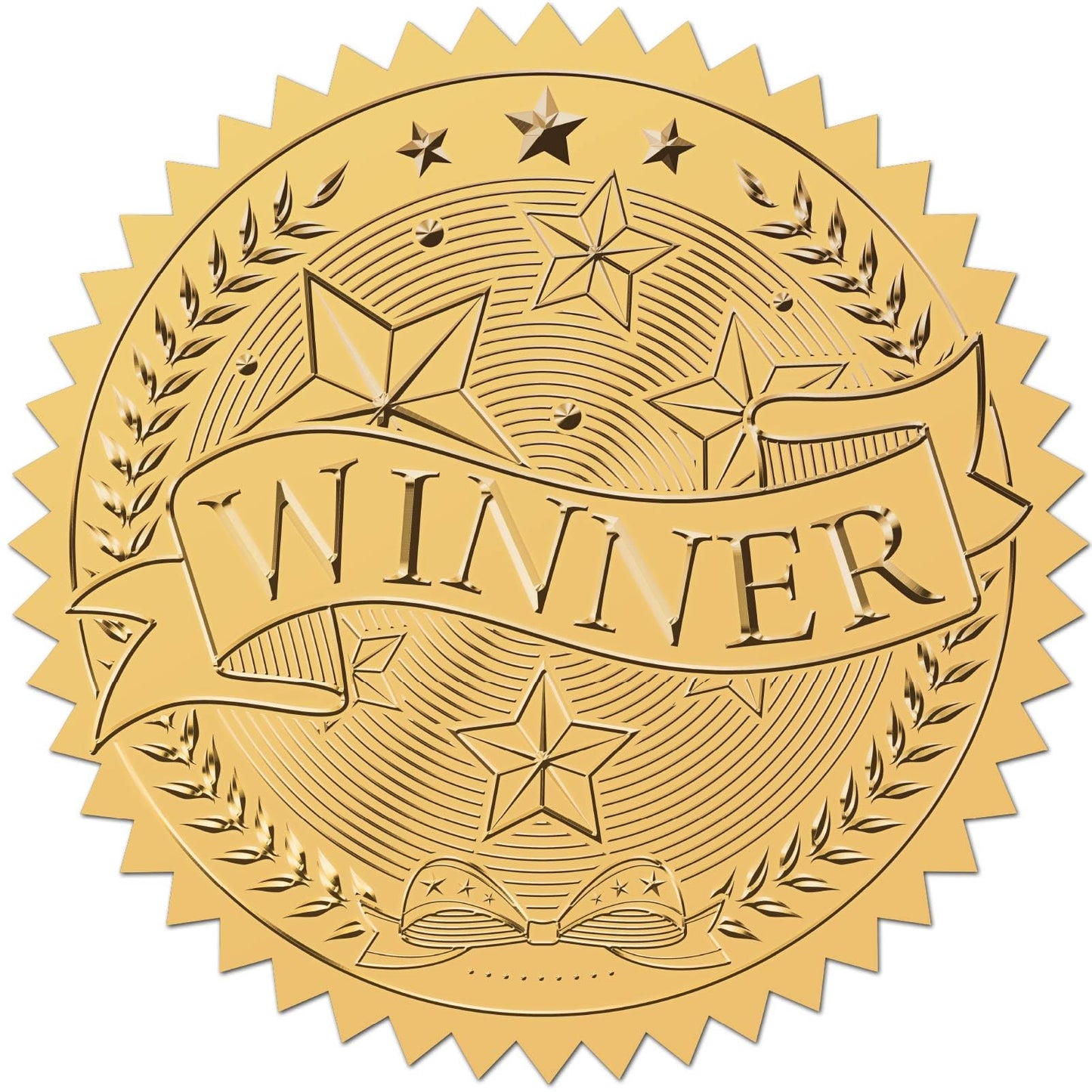 CRASPIRE 408pcs 2 Inch Winner Gold Foil Stickers Word Star Gold Embossed Gold Certificate Seals Self Adhesive Waterproof Round Dot Medal Decoration Label for Gift Packaging Envelope Card Seal