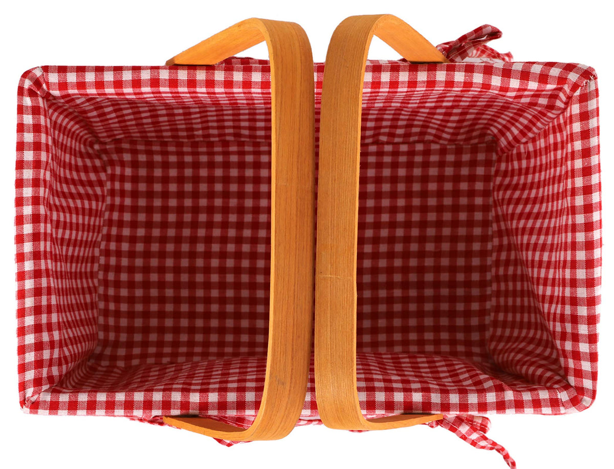 Yesland Picnic Basket, Natural Woven Basket with Double Folding Handles, Woodchip Basket & Organizer Blanket Storage for Egg Gathering, Wedding, Candy Gift & Toy (13 x 8 x 6-1/4 Inches)
