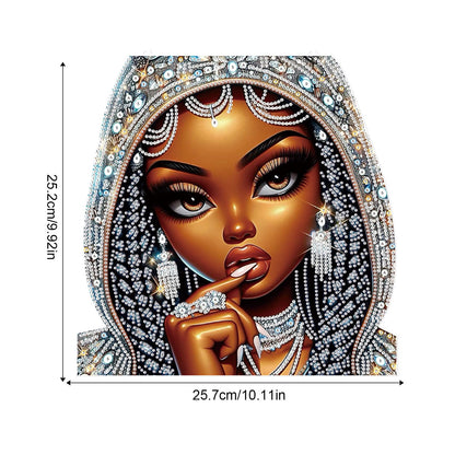 Focart 5D DIY Acrylic Special Shaped Diamonds Painting Hanging Pendant Kits, Lady Jewelry Diamond Art Hanging Window Pendant Ornament for Home Decoration and Gift