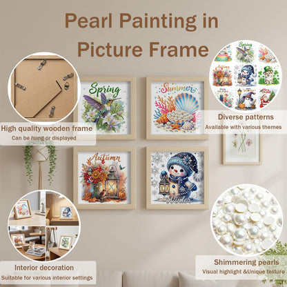 DIYDeligths 9Pcs Interchangeable Seasonal Holiday Pearl Painting Kit DIY Diamond Art Craft Wood Frame for Home Desktop Wall Decor (Seasons Festivals)