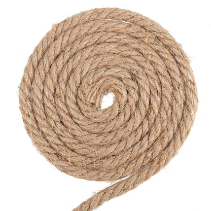 FUNSUEI 196ft 8mm Thick Jute Rope, Natural Hemp, Heavy Duty for Hanging, Gardening, Camping, Bundling, Crafts, Brown