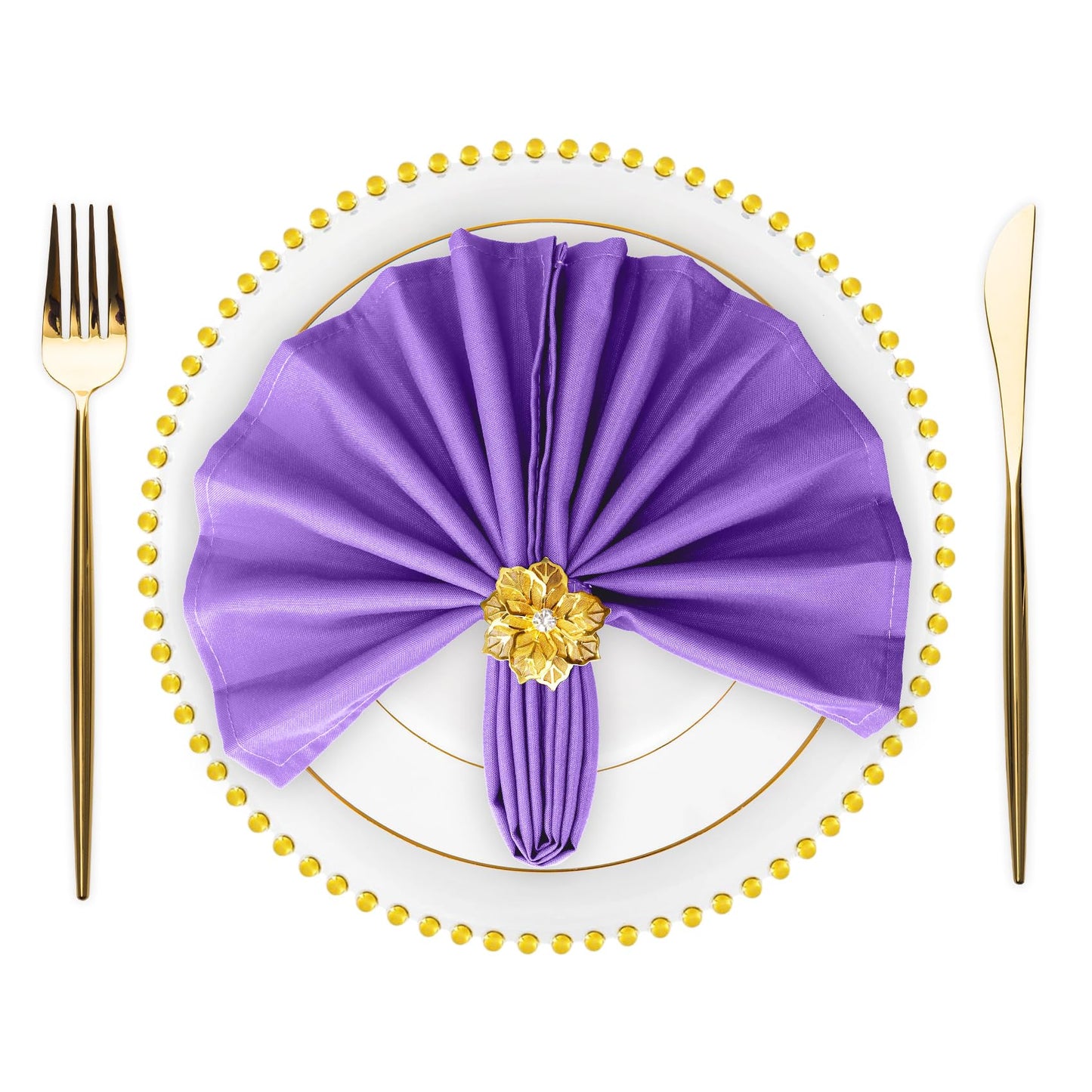 SuperO Set of 80 Cloth Napkins 17 x 17 Inch, Polyester Solid Washable Dinner Napkins with Hemmed Edges,Great for Restaurant, Wedding and Party(Purple)