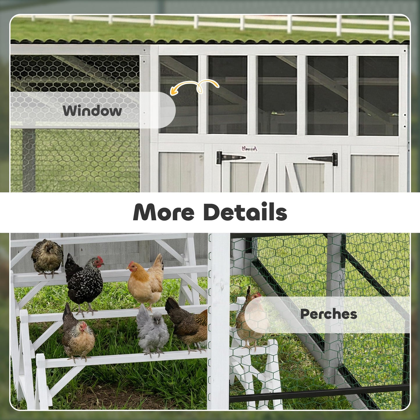 PawHut 212" L Large Chicken Coop for 10-15 Hens, Walk-in Outdoor Chicken House with Shovel, Run, Nesting Box, Weatherproof Roof, Perches, Wooden Hen House Poultry Cage for Ducks, Rabbits