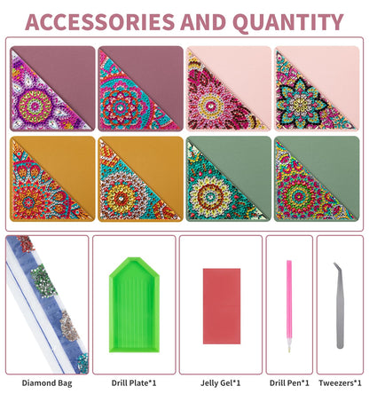 8 PCS Diamond Art Bookmarks, Diamond Painting Bookmarks for Book Lovers 5D DIY Corner Bookmark Adults Crafts Diamond Art Kits for Adults Home Office Beginner Gift