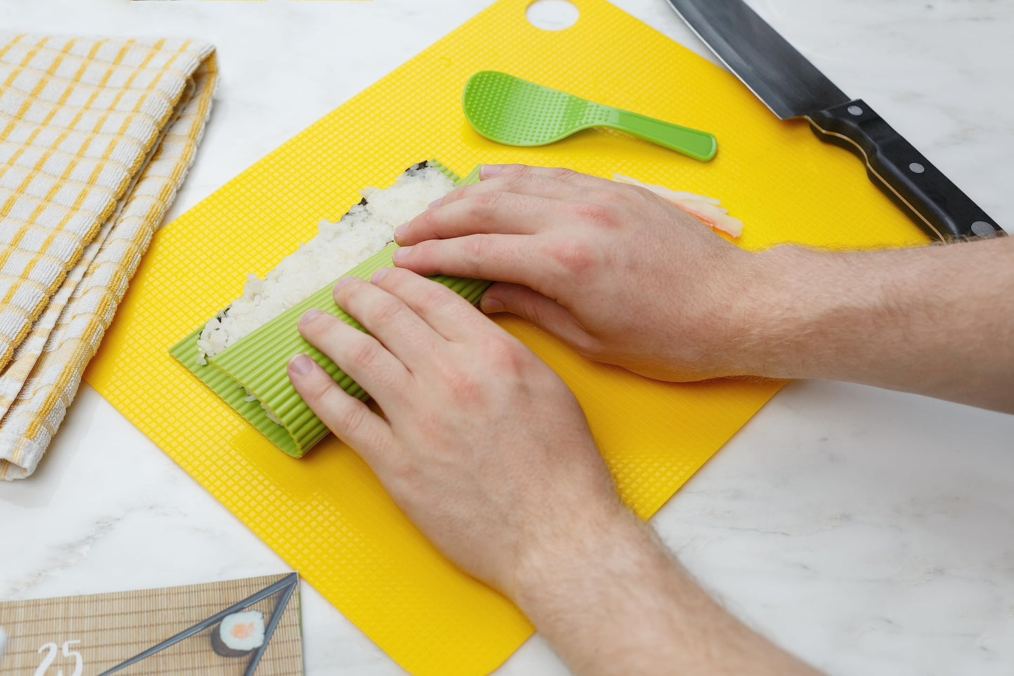 Sushi Making Kit - Home Cooking Gift Set for Kids and Adults - Silicone Sushi Roller With Recipe Book - DIY Sushi Maker Mold