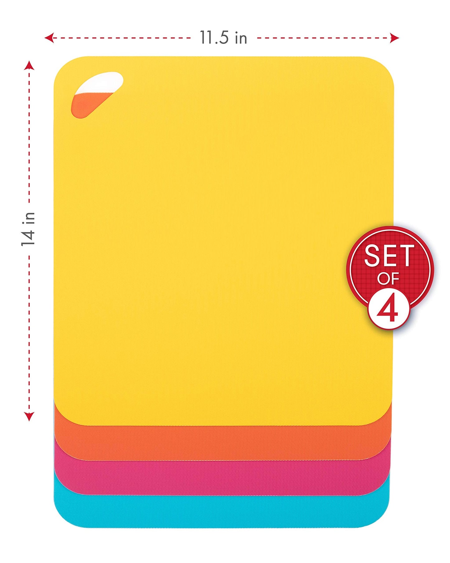 Dexas Heavy Duty Cutting Board Grippmat, Flexible Cutting Boards for Kitchen, Set of 4, Non Slip Plastic Board Cutting Mat 11.5 by 14 inches, Bright Blue, Yellow, Orange and Pink Set Kitchen Gadgets