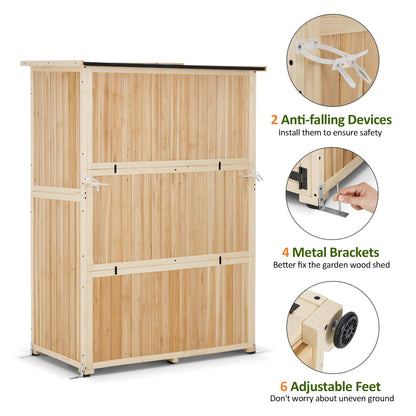 MCombo Large Wooden Outdoor Storage Cabinet with 2 Shelves, Oversize Garden Storage Shed with Lock, Tool Shed for Patio Yard Lawn, 1911 (Beige)