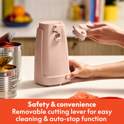 bella Electric Can Opener and Knife Sharpener, Removable Cutting Lever, Cord Storage, Stainless Steel Blade, Blossom