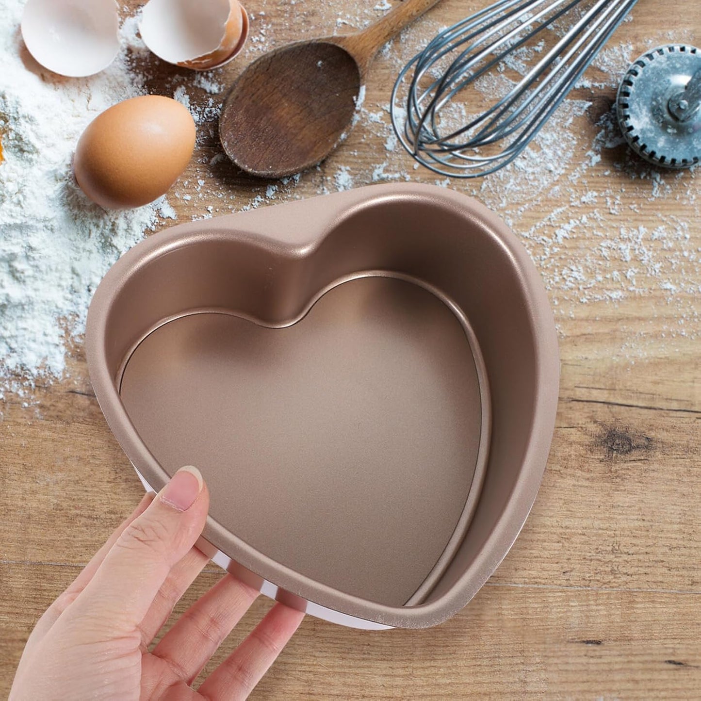 BESTOYARD 6 Inch Heart Cake Pan, Stainless Steel Non-Stick Cheesecake Baking Mold with Removable Bottom for Weddings