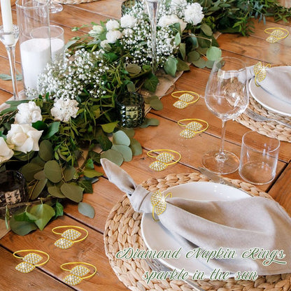 Hotop 150 Pcs Gold Napkin Rings Gold Table Decorations, Elegant Bling Leaves Napkin Rings, Rhinestone Guest Towels Buckle for Holiday Gather Party, Wedding Dinner Banquet Table Decoration