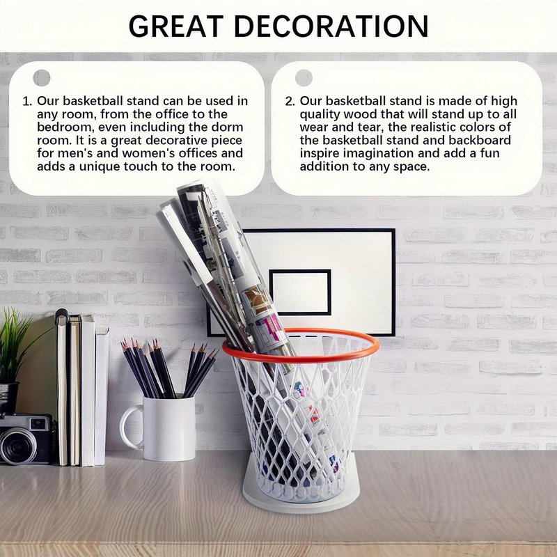 Basketball Hoop Wastebasket Set (Including 1pc Basketball Trash Can)Basketball Trash Can for Boys Room Decor- Christmas Gift for Boys-Garbage Can for Basketball Party and Basketball Gift,Easter basket