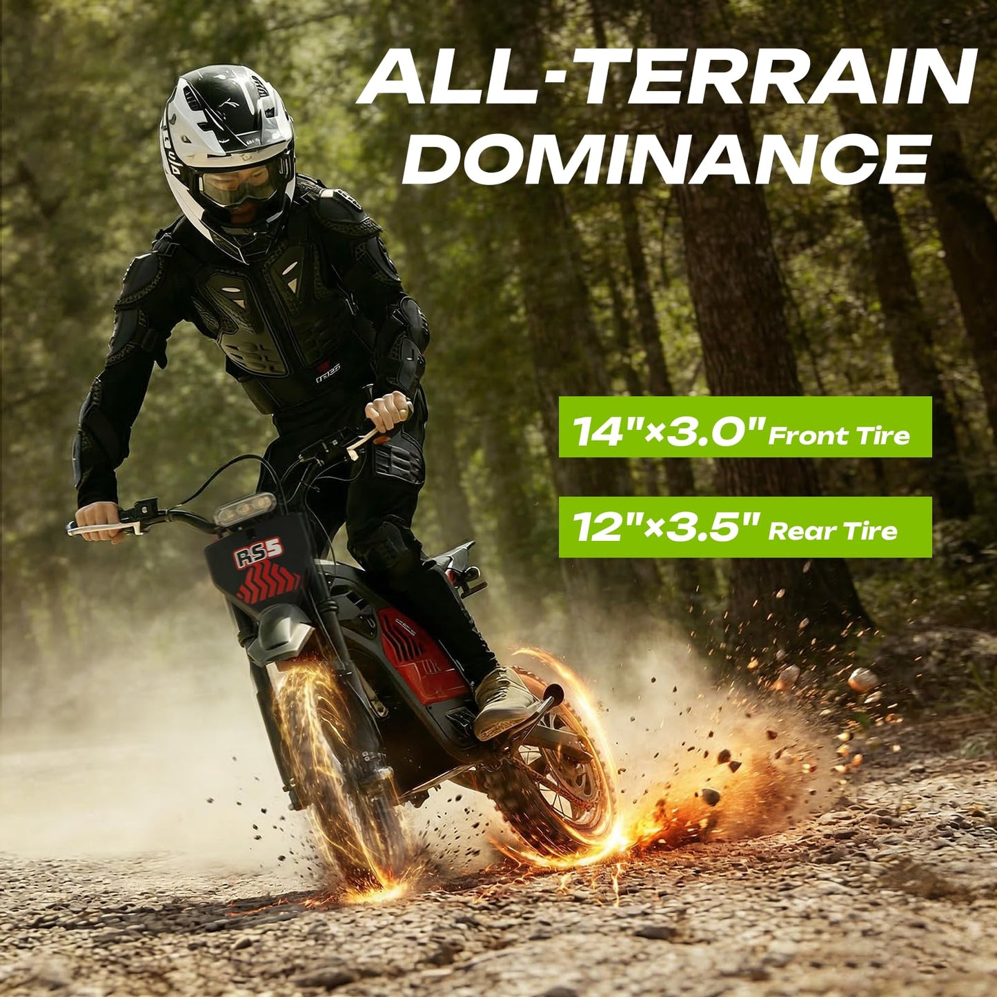 WindoneRide RS5 Electric Dirt Bike, 2200W 37MPH Electric Motorcycle, 48V/22.5Ah Battery Ebike, Full-Suspension Off-Road Mountain E Dirt Bike, Dual Hydraulic Brakes, Red
