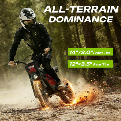 WindoneRide RS5 Electric Dirt Bike, 2200W 37MPH Electric Motorcycle, 48V/22.5Ah Battery Ebike, Full-Suspension Off-Road Mountain E Dirt Bike, Dual Hydraulic Brakes, Red
