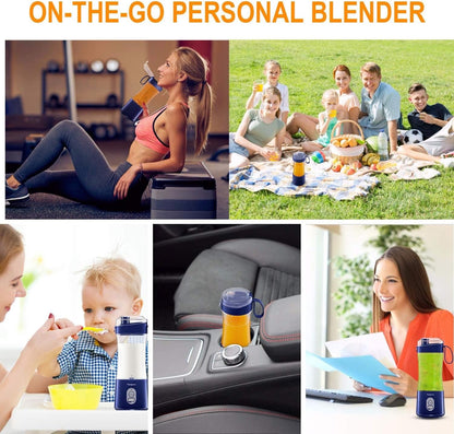 Portable Blender, Vaeqozva USB Rechargeable Smoothie Cup with Straws, Mini Mixer for Home, Sport, Office, Camping -